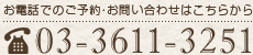 お電話でのお問い合わせはこちら TEL.03-3611-3251